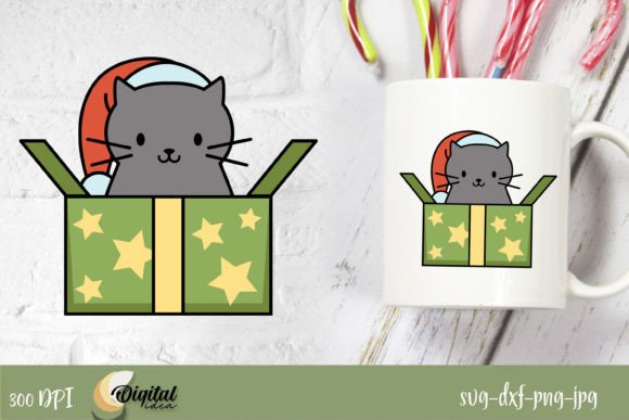 Gift Cat: A Festive Embroidery Design for Holiday Cheer and Custom Craft Projects